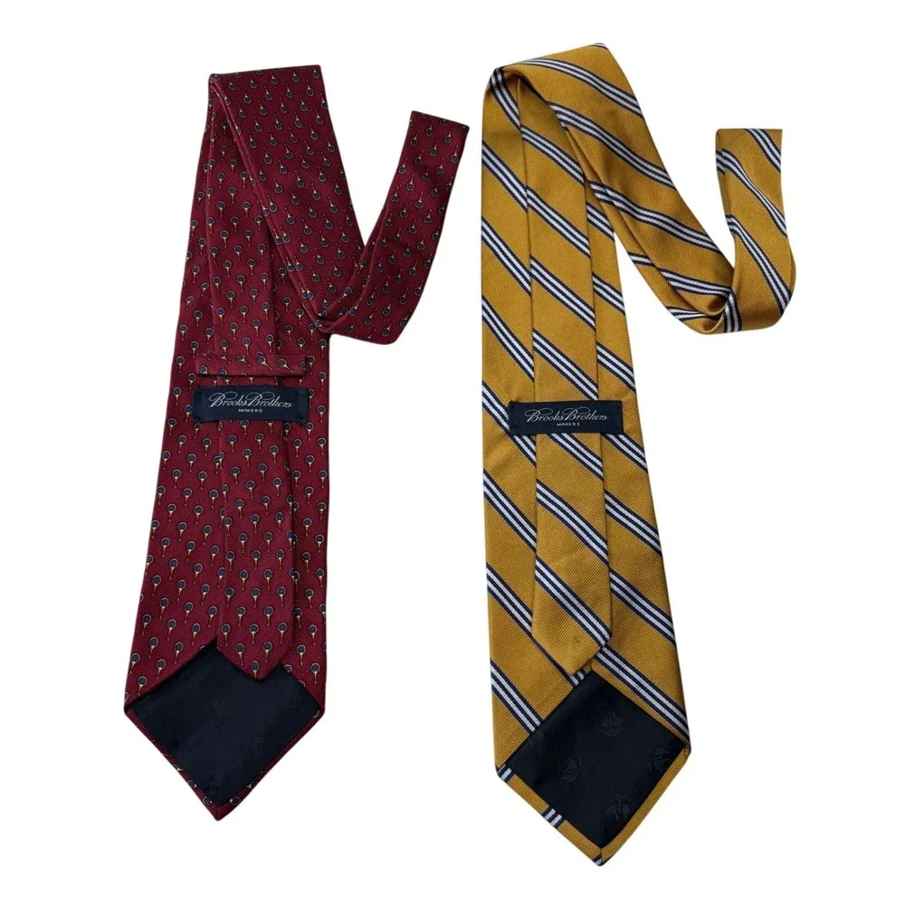 Brooks Brothers Makers Mens Silk Neck Tie Set of 2